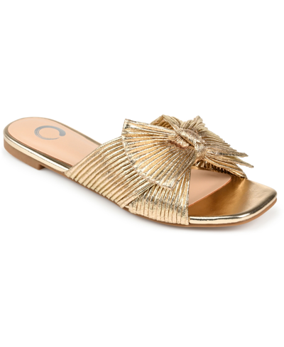Journee Collection Women's Serlina Bow Flat Sandals In Gold
