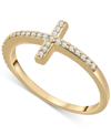 Wrapped Diamond East-west Cross Ring (1/8 Ct. T.w.) In 14k White Or Yellow Gold, Created For Macy's In Yellow Gold