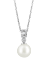 EFFY COLLECTION EFFY CULTURED FRESHWATER PEARL (9MM) & DIAMOND (1/10 CT. T.W.) 18" PENDANT NECKLACE IN 14K WHITE GOL