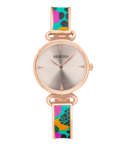 Bertha Katherine Enamel-designed Bracelet Watch In Blue
