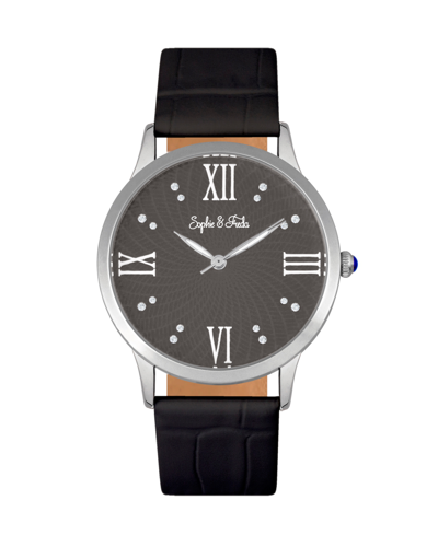 Sophie And Freda Quartz Sonoma Genuine Leather Watches 36mm In Black / Silver