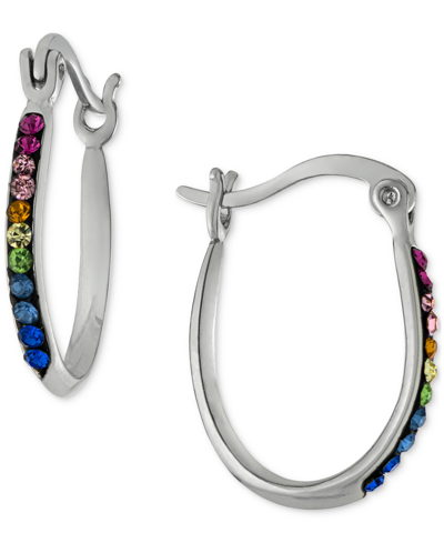 Giani Bernini Rainbow Crystal Oval Hoop Earrings In Sterling Silver, Created For Macy's In Multi
