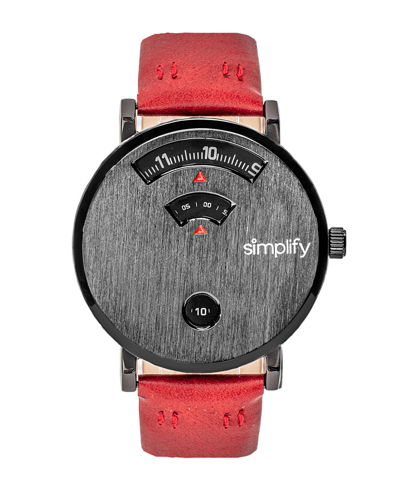 Simplify The 7000 Black Or Red Or Brown Genuine Leather Band Watch, 40mm In Black/red
