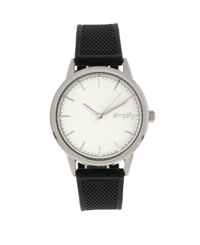 Simplify The 5200 Black Silicone Strap Watch, 44mm In Silver-tone