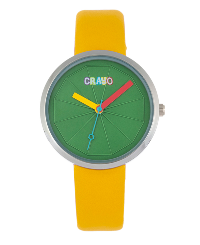 Crayo Metric Unisex Black Or Red Or Purple Or Pink Or Yellow Or Turquoise Leatherette Strap Watch, 37mm In Red   / Green / Yellow