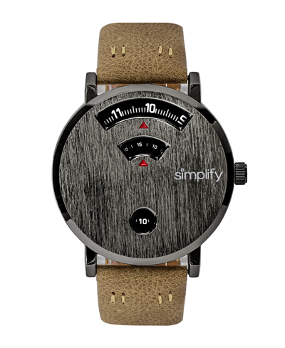 Simplify Women's The 7000 Black Or Red Or Brown Genuine Leather Band Watch, 40mm In Gunmetal/brown
