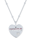 Macy's Diamond Accent & Enamel Pride Double Heart 18" Pendant Necklace In Sterling Silver In Sterling Silver