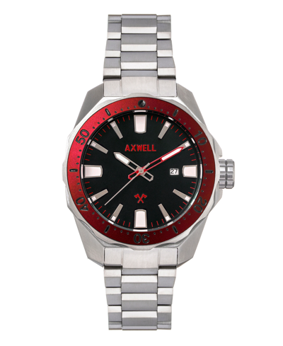 Axwell Timber Silver-tone Stainless Steel Bracelet Watch, 48mm In Black/red