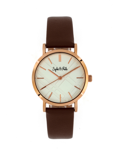 Sophie And Freda Budapest Black Or Purple Or Brown Or Pink Genuine Leather Band Watch, 39mm
