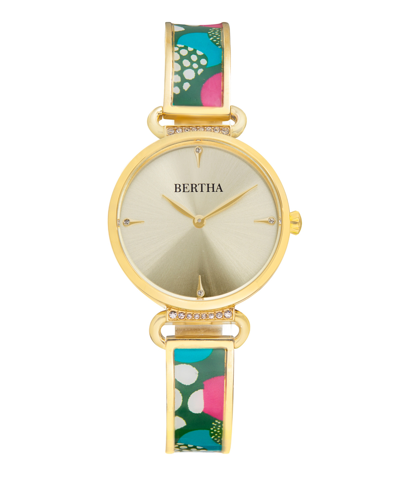 Bertha Katherine Enamel Designed Silver-tone Or Gold-tone Or Rose Gold Bracelet Watch, 33mm In Erin / Gold / Gold Tone