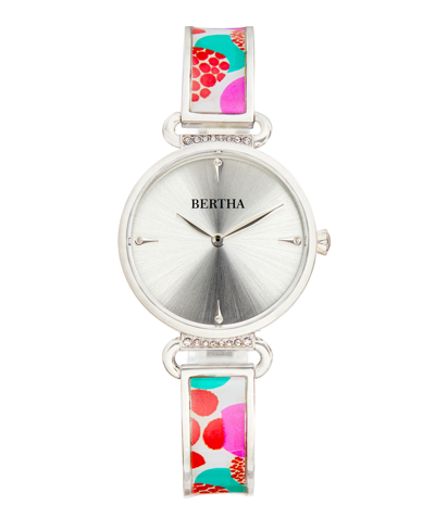 Bertha Katherine Enamel Designed Silver-tone Or Gold-tone Or Rose Gold Bracelet Watch, 33mm In White
