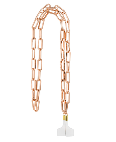 Anne Klein Women's Rose Gold-tone Alloy Metal Chain Necklace Designed For Apple Airpods And Airpods Pro