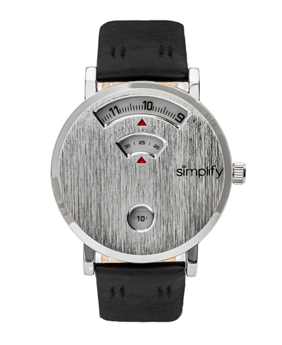 Simplify The 7000 Black Or Red Or Brown Genuine Leather Band Watch, 40mm In Black,silver Tone,white