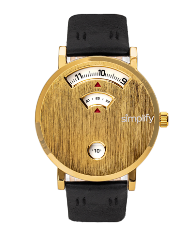 Simplify The 7000 Black Or Red Or Brown Genuine Leather Band Watch, 40mm In Black,gold Tone,white,yellow