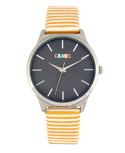 Crayo Aboard Unisex Red And White Or Gray Or Green Or Purple Or Black Or Orange Leatherette Strap Watch, 4 In Yellow