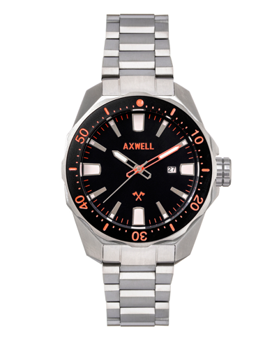 Axwell Timber Silver-tone Stainless Steel Bracelet Watch, 48mm In Black/orange