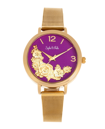 Sophie And Freda Lexington Silver-tone Or Gold-tone Or Rose Gold Stainless Steel Bracelet Watch, 39m In Gold-tone/purple