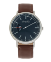 SIMPLIFY THE 6500 BLACK OR RED OR BROWN OR BEIGE OR ORANGE OR BLUE GENUINE LEATHER BAND WATCH, 44MM
