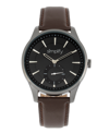 SIMPLIFY THE 6600 SERIES BLACK OR BROWN OR RED OR ORANGE OR BLUE GENUINE LEATHER BAND WATCH, 44MM
