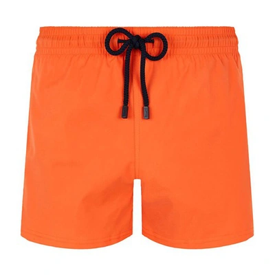 Vilebrequin Men's Unis Stretch-solid Swim Trunks In Guava