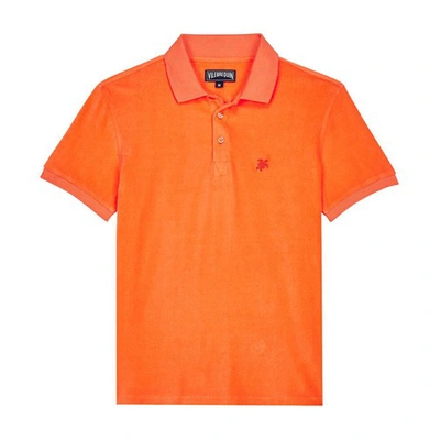 Vilebrequin Men Terry Polo Shirt Solid In Orange