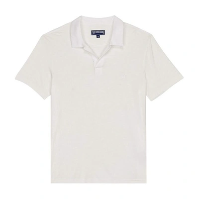 Vilebrequin Short-sleeved Linen Polo Shirt In White