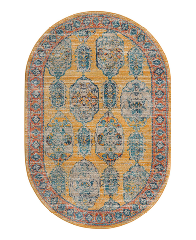 Bayshore Home Dolores Dol03 5'3" X 8' Oval Area Rug In Yellow