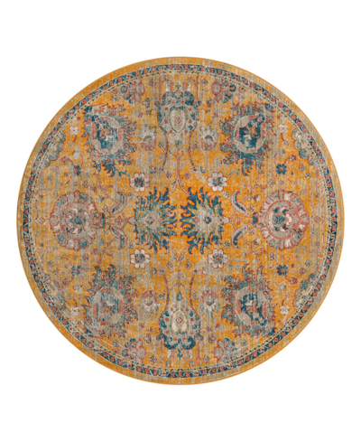 Bayshore Home Dolores Dol02 7' X 7' Round Area Rug In Yellow