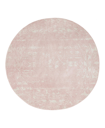 Bayshore Home Alfred Alf01 7'10" X 7'10" Round Area Rug In Pink