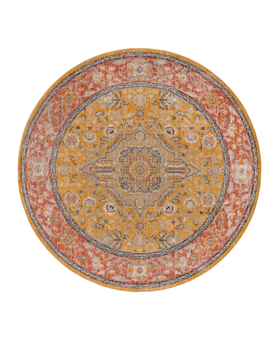 Bayshore Home Dolores Dol01 7'10" X 7'10" Round Area Rug In Yellow