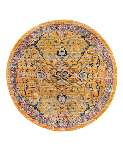 Bayshore Home Dolores Dol04 5'3" X 5'3" Round Area Rug In Yellow