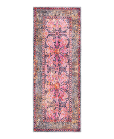Bayshore Home Washable Reflections Ref02 2' X 5' Runner Area Rug In Pink