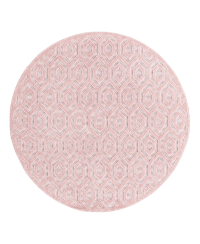 Bayshore Home High-low Pile Latisse Textured Outdoor Lto01 7' X 7' Round Area Rug In Pink