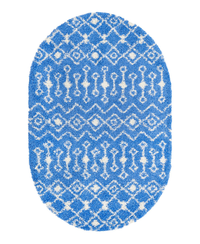 Bayshore Home Closeout!  Lattisse Casa Shag Lcs01 7'10" X 10' Oval Area Rug In Azure