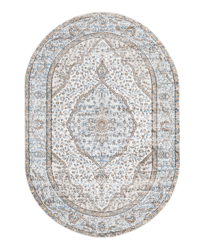 Bayshore Home Melvil Mel01 5'3" X 8' Oval Area Rug In Blue