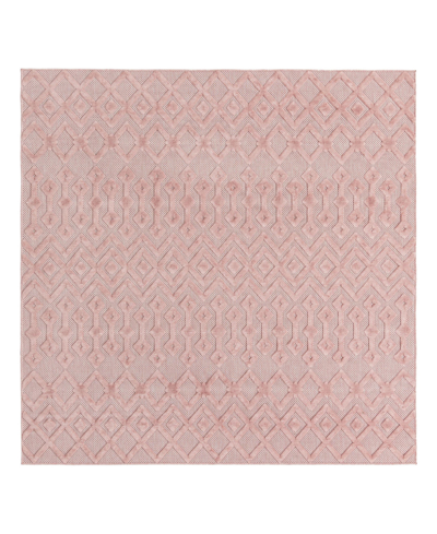 Bayshore Home High-low Pile Latisse Textured Outdoor Lto02 7'10" X 7'10" Square Area Rug In Pink