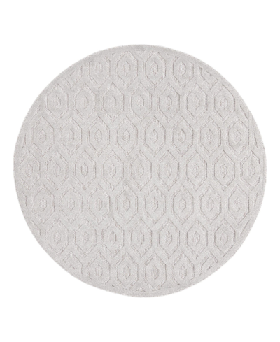 Bayshore Home High-low Pile Latisse Textured Outdoor Lto01 7' X 7' Round Area Rug In Gray