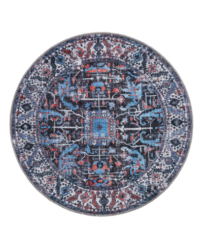 Bayshore Home Washable Reflections Ref04 3'11" X 3'11" Round Area Rug In Black