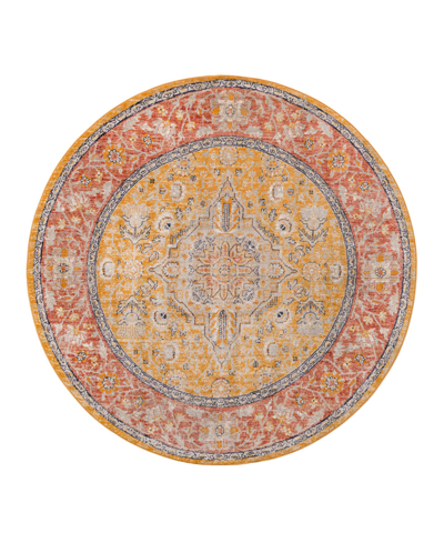 Bayshore Home Dolores Dol01 7' X 7' Round Area Rug In Yellow