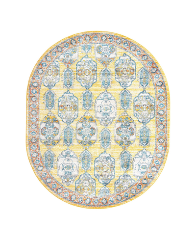 Bayshore Home Dolores Dol03 7'10" X 10'2" Oval Area Rug In Yellow