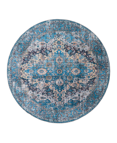 Bayshore Home Washable Reflections Ref10 7'3" X 7'3" Round Area Rug In Blue