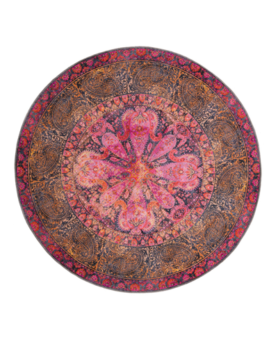 Bayshore Home Washable Reflections Ref02 7'3" X 7'3" Round Area Rug In Pink