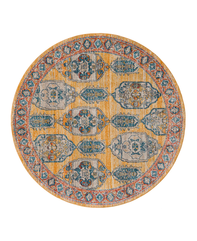 Bayshore Home Dolores Dol03 7' X 7' Round Area Rug In Yellow