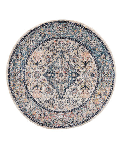 Bayshore Home Dolores Dol01 5'3" X 5'3" Round Area Rug In Blue