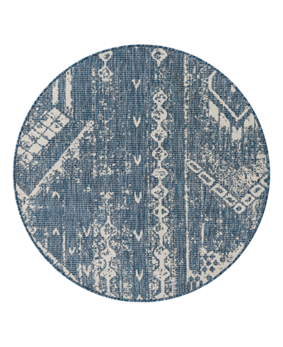 Bayshore Home Outdoor Pursuits Odp01 4' X 4' Round Area Rug In Blue
