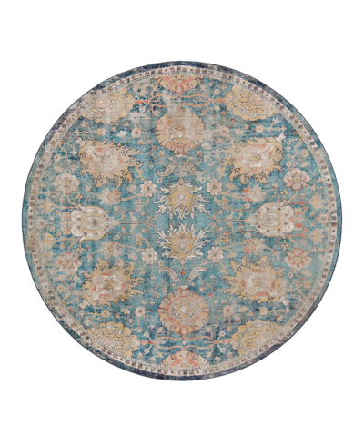 Bayshore Home Dolores Dol02 7'10" X 7'10" Round Area Rug In Blue