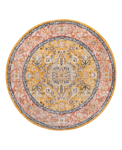 Bayshore Home Dolores Dol01 5'3" X 5'3" Round Area Rug In Yellow