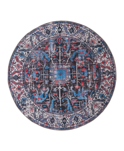 Bayshore Home Washable Reflections Ref04 7'3" X 7'3" Round Area Rug In Black