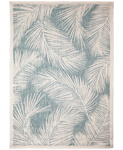 Liora Manne Carmel Fronds 4'10" X 7'6" Outdoor Area Rug In Aqua