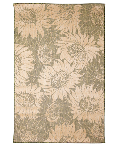 Liora Manne Carmel Sunflower Field 6'6" X 9'3" Outdoor Area Rug In Green